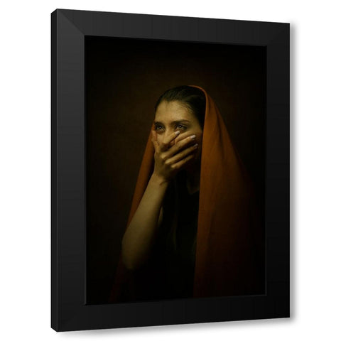 Persian Girl Black Modern Wood Framed Art Print with Double Matting by Hasheminasab, Moein
