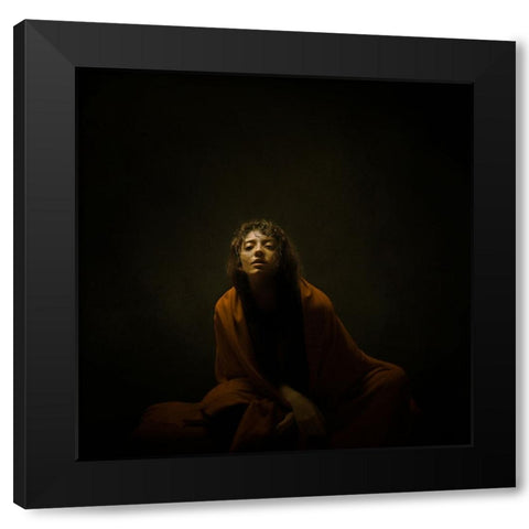 Persian Girl Black Modern Wood Framed Art Print with Double Matting by Hasheminasab, Moein