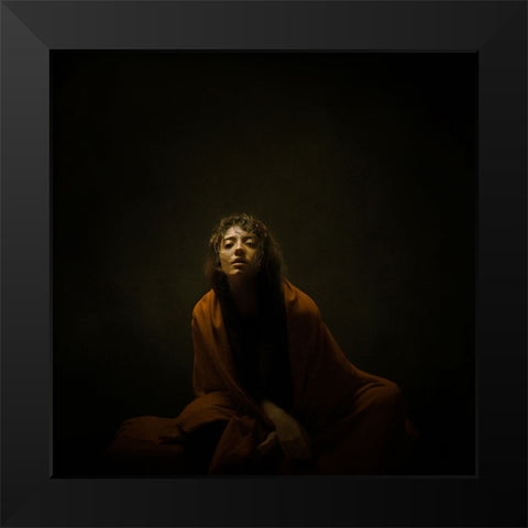 Persian Girl Black Modern Wood Framed Art Print by Hasheminasab, Moein