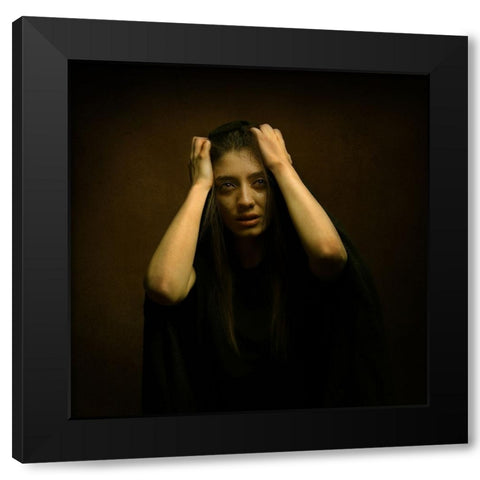 Persian Girl Black Modern Wood Framed Art Print with Double Matting by Hasheminasab, Moein