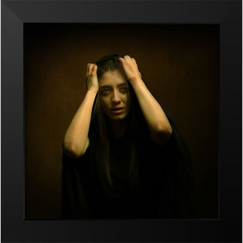 Persian Girl Black Modern Wood Framed Art Print by Hasheminasab, Moein