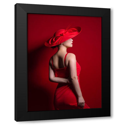 Red Black Modern Wood Framed Art Print with Double Matting by Wang, Jeff
