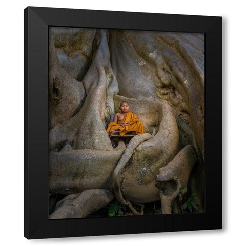 Pray Black Modern Wood Framed Art Print with Double Matting by Fifi, Magdalena