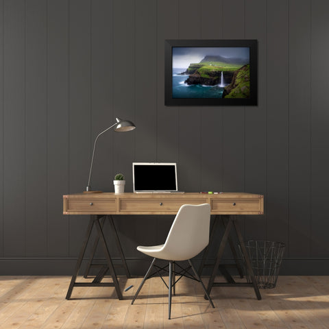 Waterfall Black Modern Wood Framed Art Print by Zhang, Dennis