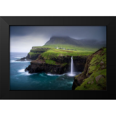 Waterfall Black Modern Wood Framed Art Print by Zhang, Dennis