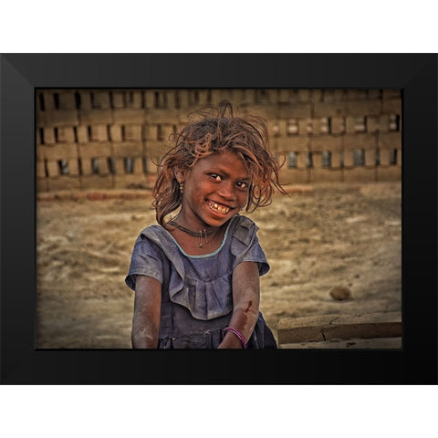 Laughter Is The Best Medicine Black Modern Wood Framed Art Print by Das, Mousumi