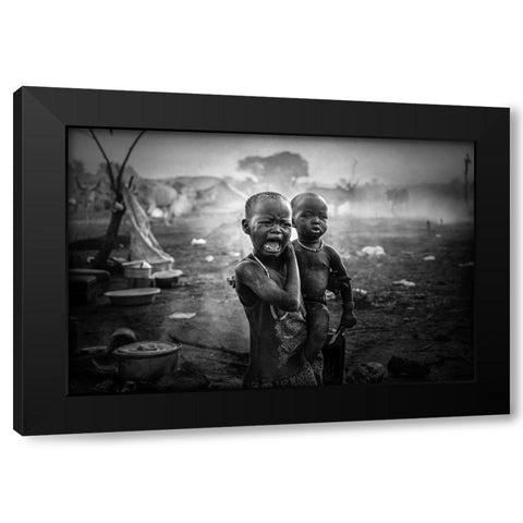 Crying Child Mundari-South Sudan Black Modern Wood Framed Art Print by Yosifov, Svetlin