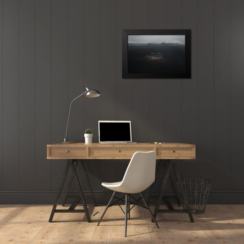 Crater Black Modern Wood Framed Art Print by Bian, James
