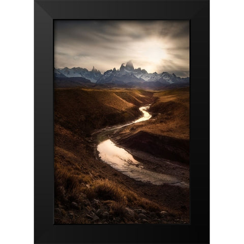 Mountain View Black Modern Wood Framed Art Print by Zhang, Yan