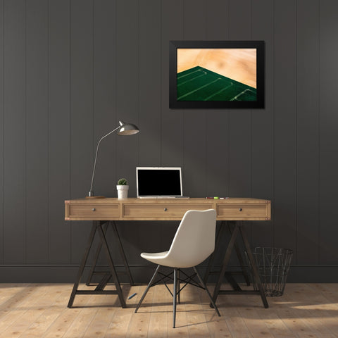 Green Field Black Modern Wood Framed Art Print by Prioteasa, Sebastian