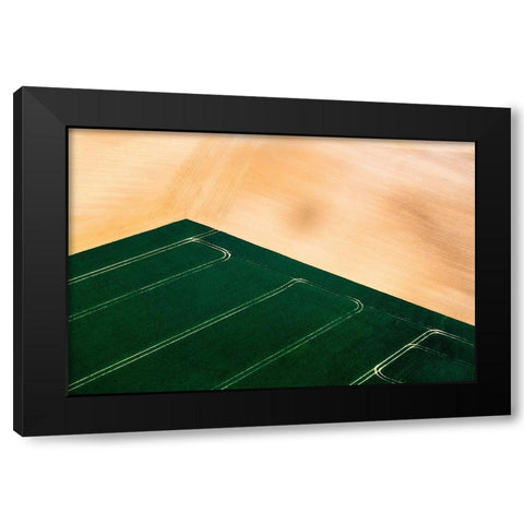Green Field Black Modern Wood Framed Art Print with Double Matting by Prioteasa, Sebastian