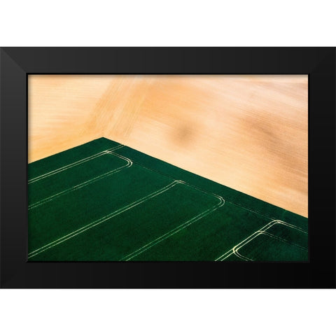Green Field Black Modern Wood Framed Art Print by Prioteasa, Sebastian