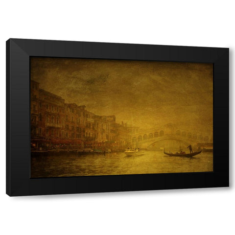Rialto Bridge In The Mist Black Modern Wood Framed Art Print by Dupont, Isabelle