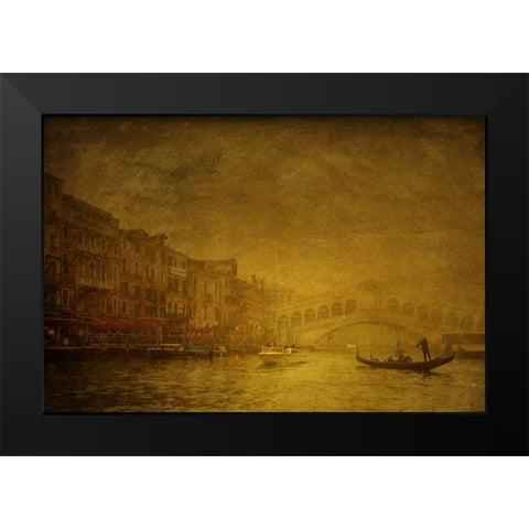Rialto Bridge In The Mist Black Modern Wood Framed Art Print by Dupont, Isabelle