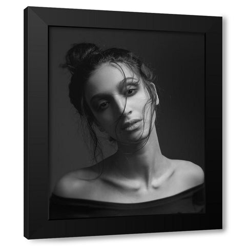 Leaa Black Modern Wood Framed Art Print by Shiki, Shizuo