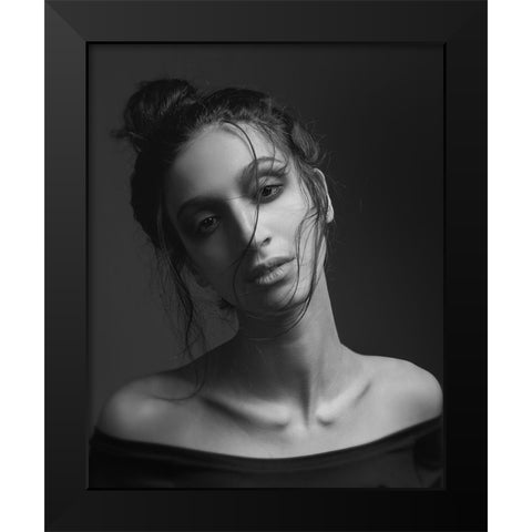 Leaa Black Modern Wood Framed Art Print by Shiki, Shizuo