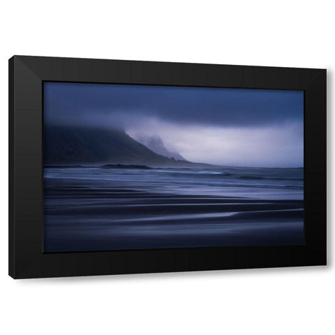 Beach Black Modern Wood Framed Art Print with Double Matting by Li, Yongnan