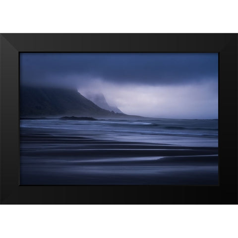 Beach Black Modern Wood Framed Art Print by Li, Yongnan