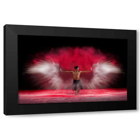 Powder Wings Black Modern Wood Framed Art Print by Aditya, Rawisyah