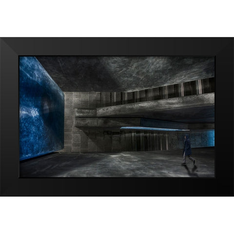 Blue Attraction Black Modern Wood Framed Art Print by Van Son, Greetje