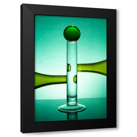 Green Glass 16 Black Modern Wood Framed Art Print with Double Matting by Yakubovitch, Azriel
