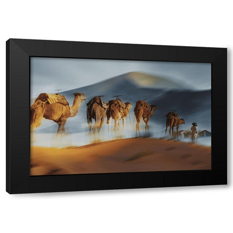 Caravane Black Modern Wood Framed Art Print by Halperin, Gabrielle