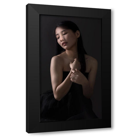 Taciturnus Black Modern Wood Framed Art Print with Double Matting by E Ong, S