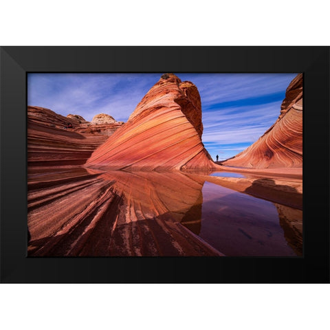 Orange Yellow Blue White ...Nature Lines. Black Modern Wood Framed Art Print by Xu, Kevin