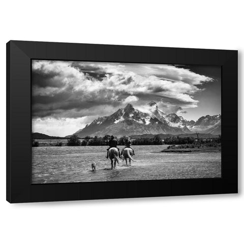 Destination Black Modern Wood Framed Art Print with Double Matting by Groleau, Michel