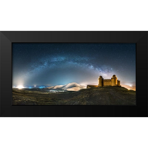 Calahorra Castle Black Modern Wood Framed Art Print by Jose Guillen, Manuel
