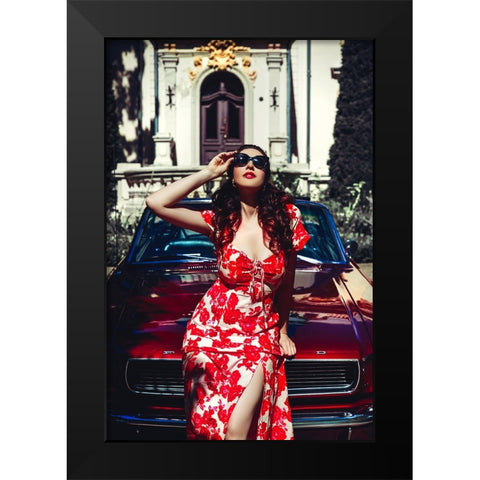 Riding the Mustang Black Modern Wood Framed Art Print by Bolgov (Axe), Ruslan