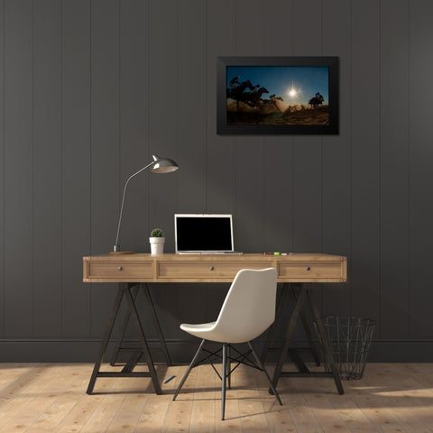 Betoota Flying Through The Dust Black Modern Wood Framed Art Print by Lee Chapman, Sharon