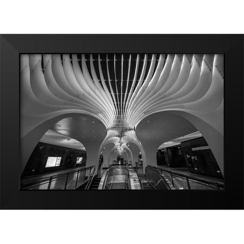 The Curves And Lighting Black Modern Wood Framed Art Print by Ren Rong, Raymond