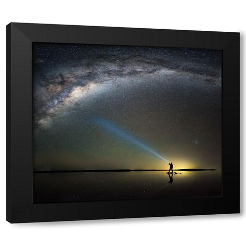 Pink Lake Black Modern Wood Framed Art Print by Zhen Yu, James