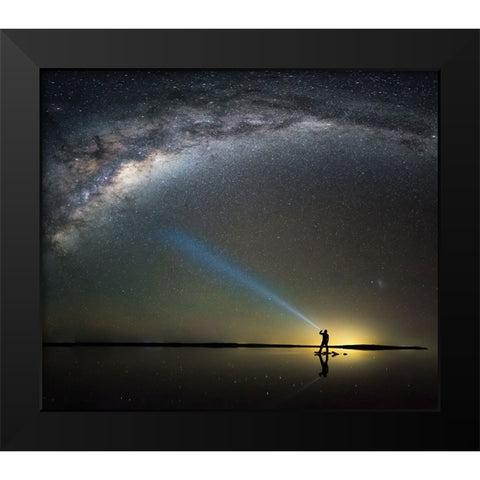 Pink Lake Black Modern Wood Framed Art Print by Zhen Yu, James