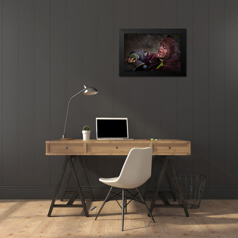 Beggar Black Modern Wood Framed Art Print by Chang, Jiangping
