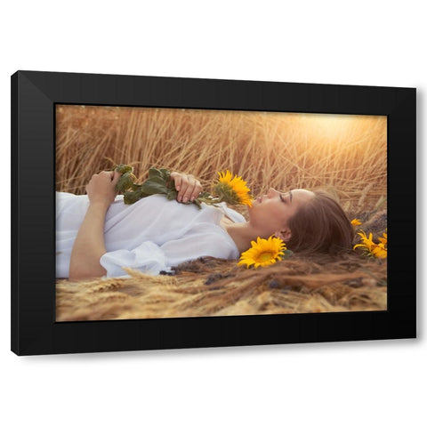 Summer Dreams Black Modern Wood Framed Art Print by Bogdan R, Mihai