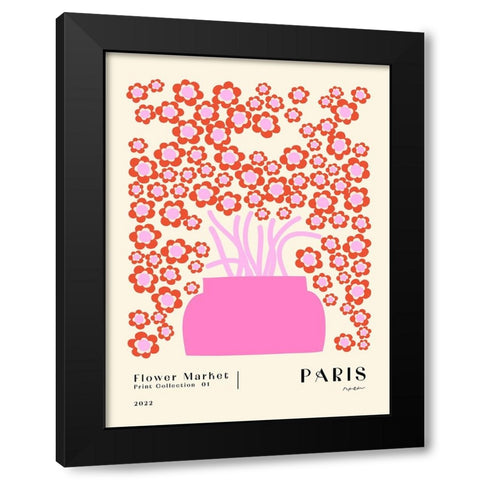 Flower Market. Paris Black Modern Wood Framed Art Print by NKTN