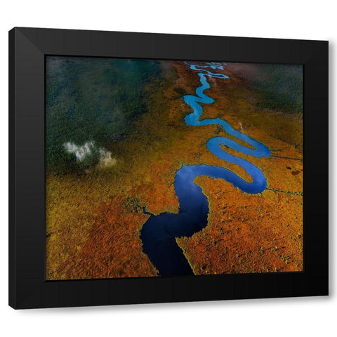 The Equation Of RIVer Black Modern Wood Framed Art Print with Double Matting by Yu, Liyun