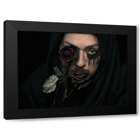 Silence Black Modern Wood Framed Art Print by Nour Mohahammadi, Roya