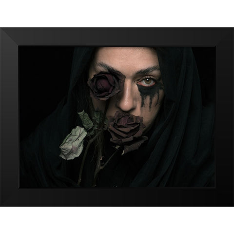Silence Black Modern Wood Framed Art Print by Nour Mohahammadi, Roya