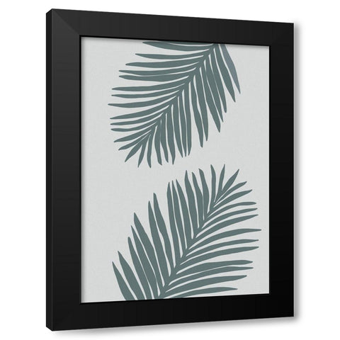 Palm Leaf Color Matched 02 Black Modern Wood Framed Art Print with Double Matting by 1x Studio