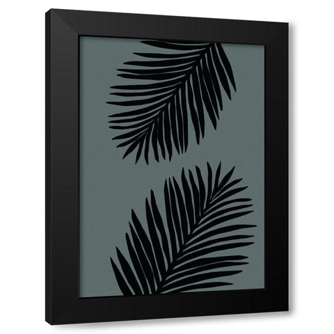 Palm Leaf Color Matched 03 Black Modern Wood Framed Art Print with Double Matting by 1x Studio