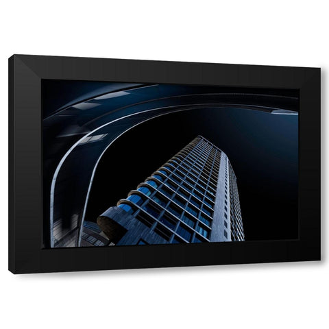 Round Shelter Black Modern Wood Framed Art Print by Van Son, Greetje