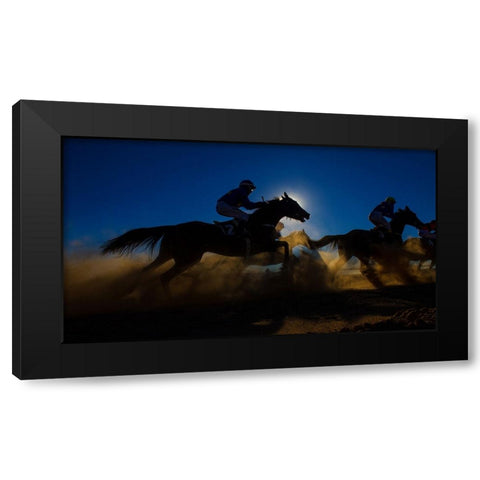 Horse Racing Through The Dust Black Modern Wood Framed Art Print with Double Matting by Lee Chapman, Sharon