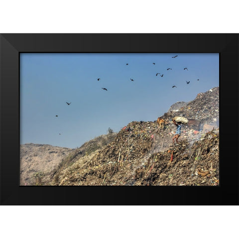 Child Hard Work Black Modern Wood Framed Art Print by Amdad Hossain, Muhammad