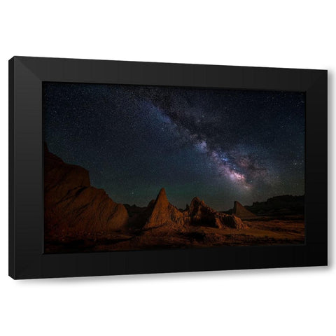 Night Sky Of Badlands Black Modern Wood Framed Art Print by P., Ruiqing