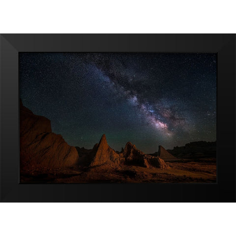 Night Sky Of Badlands Black Modern Wood Framed Art Print by P., Ruiqing