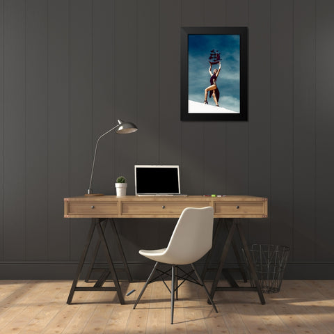 IM Standing In The Desert-Waiting For My Ship To Come In Black Modern Wood Framed Art Print by Bolgov (Axe), Ruslan
