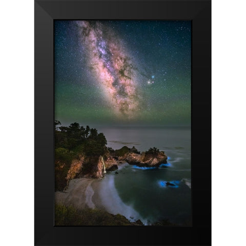 Milky Mcway Falls Black Modern Wood Framed Art Print by Li, Sophia